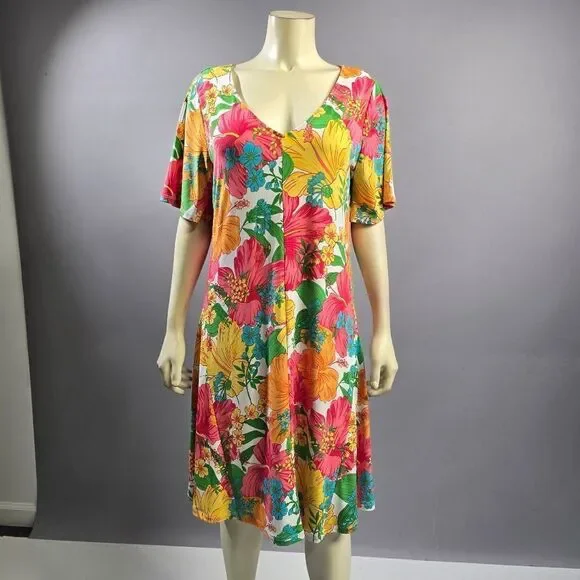 Ruby Rd. Floral Print Dress R7 - Picture 1 of 5